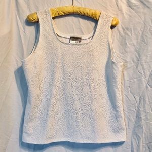 Coldwater Creek white lace, sleeveless top, Size L